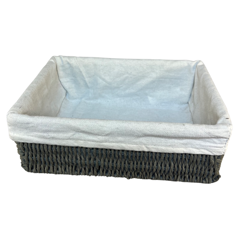 Zara Home Woven Grey Storage Tray Hamper with Removable Linen Lining Perfect for Organising