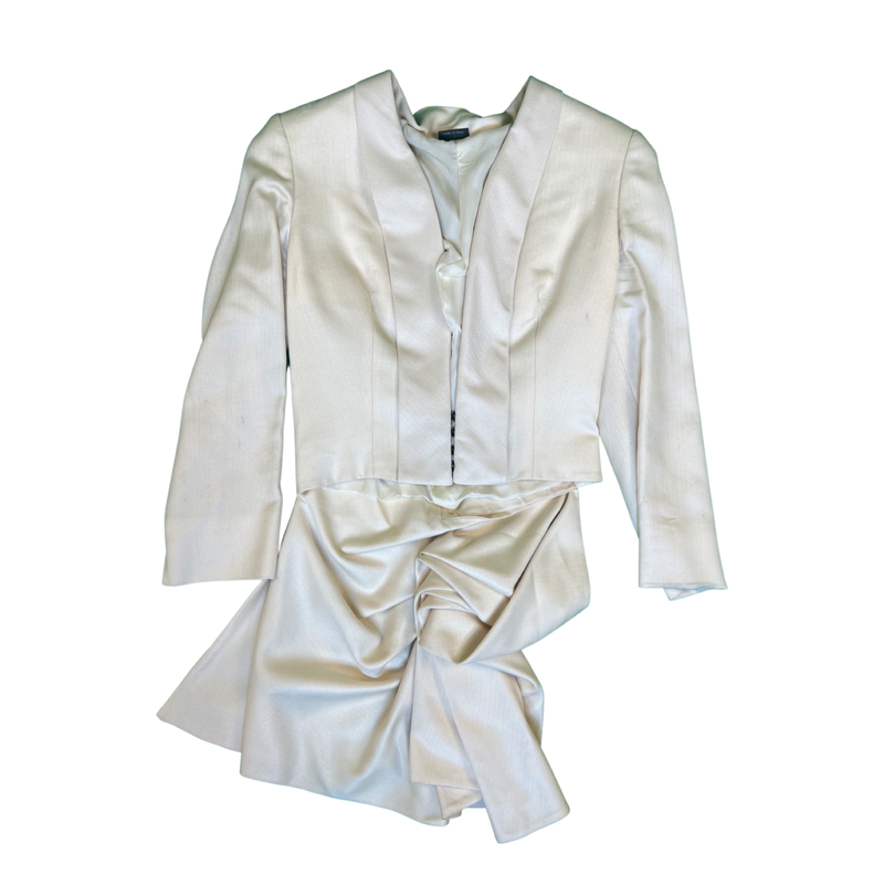 Alexander McQueen Ivory Tuxedo Blazer Lee McQueen Era with Draped Tail Size 38