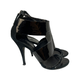 Authentic Giuseppe Zanotti For Balmain Black Patent Suede Heels Crystal Toe Strap Size 38