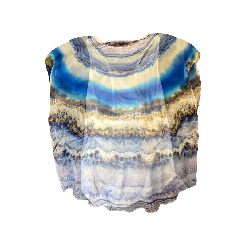 Alexander McQueen Blue Marble Printed Top Lee McQueen Era Size 40