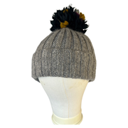 Stay Cozy and Fashionable with our Grey Woollen Bobble Beanie Hat One Size Fits All