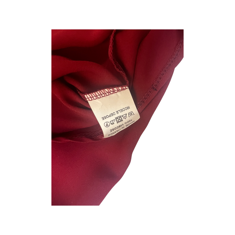 Valentino Red Crepe Top with Tassel Zip and Detailed Back - Size 40, Excellent Condition