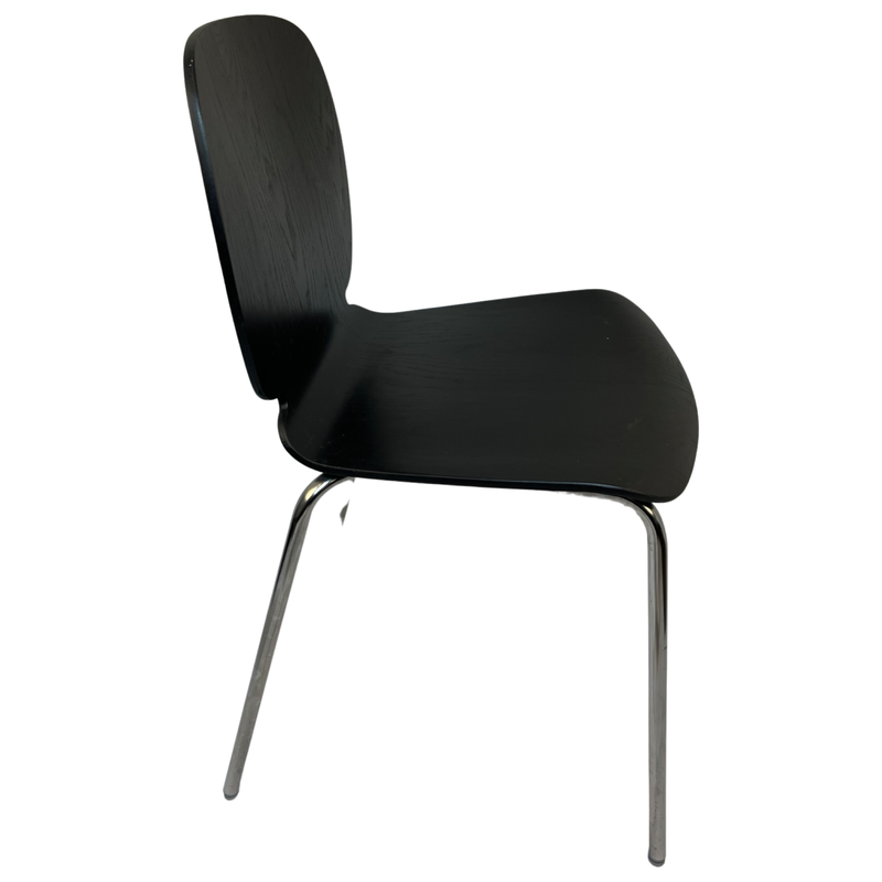 Sleek and Modern Stackable Chair Black  Seat Metal Legs