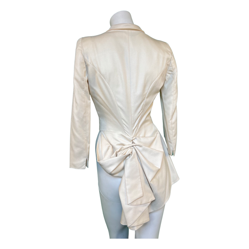 Alexander McQueen Ivory Tuxedo Blazer Lee McQueen Era with Draped Tail Size 38