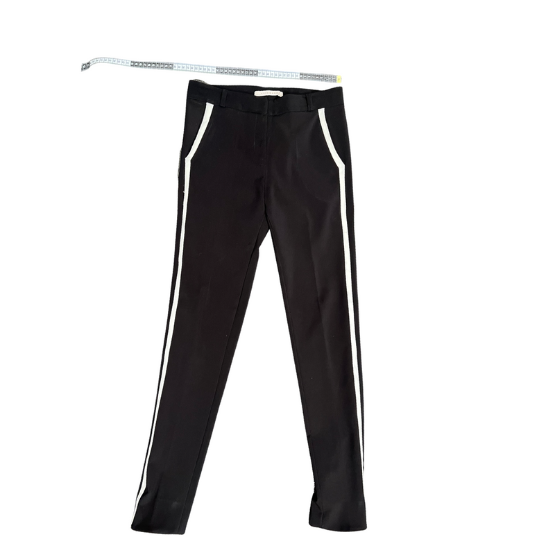 Akia Bara Black Slim Fit Trousers with White Stripe Women's Size 2