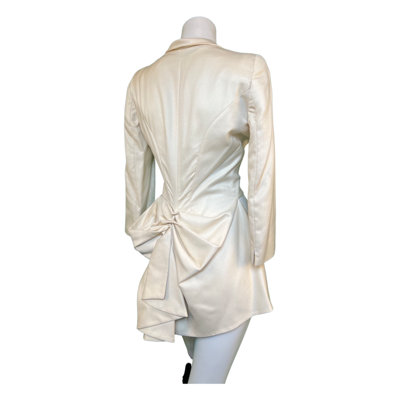 Alexander McQueen Ivory Tuxedo Blazer Lee McQueen Era with Draped Tail Size 38