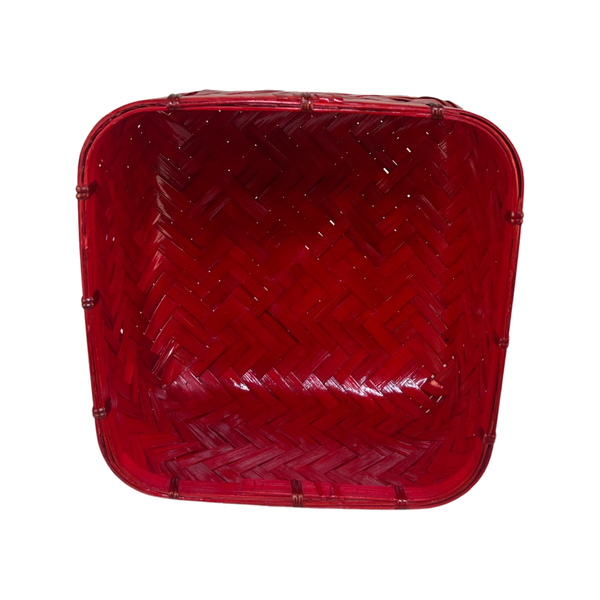 Zara Home Unique Handmade Red Lacquered Grass Basket Small Size