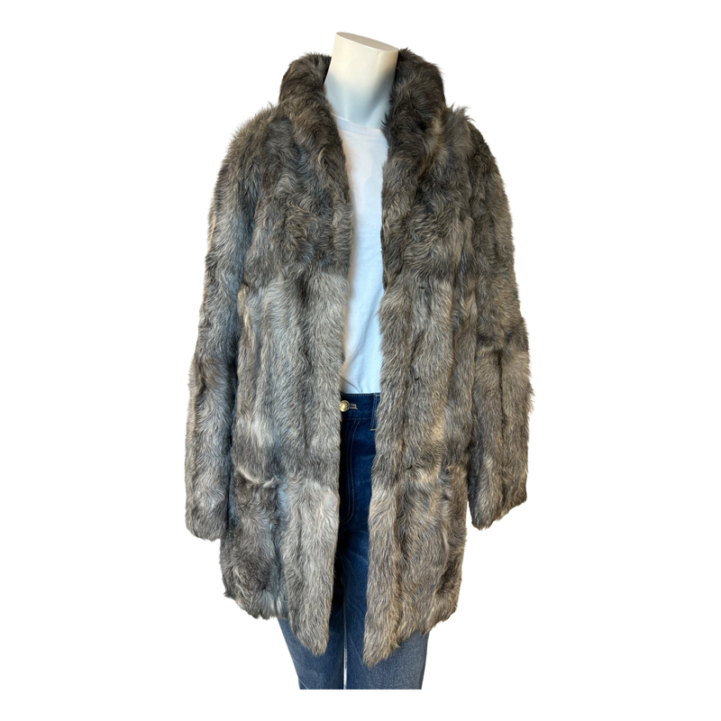 Soft Silky Grey Real Fur Jacket Short Collar Beautiful Pelts Medium (Copy)