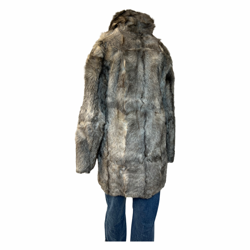 Soft Silky Grey Real Fur Jacket Short Collar Beautiful Pelts Medium (Copy)