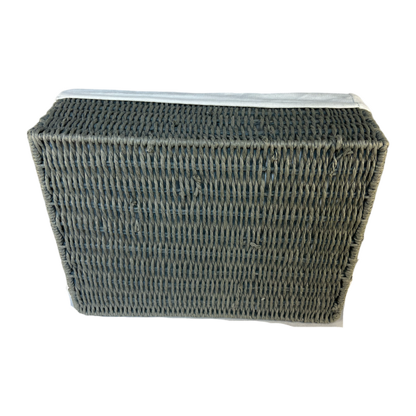 Zara Home Woven Grey Storage Tray Hamper with Removable Linen Lining Perfect for Organising