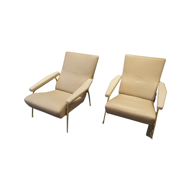 Molteni & C D.153.1 Gio Ponti Paper White and Leather Brass Structure Sold Separately