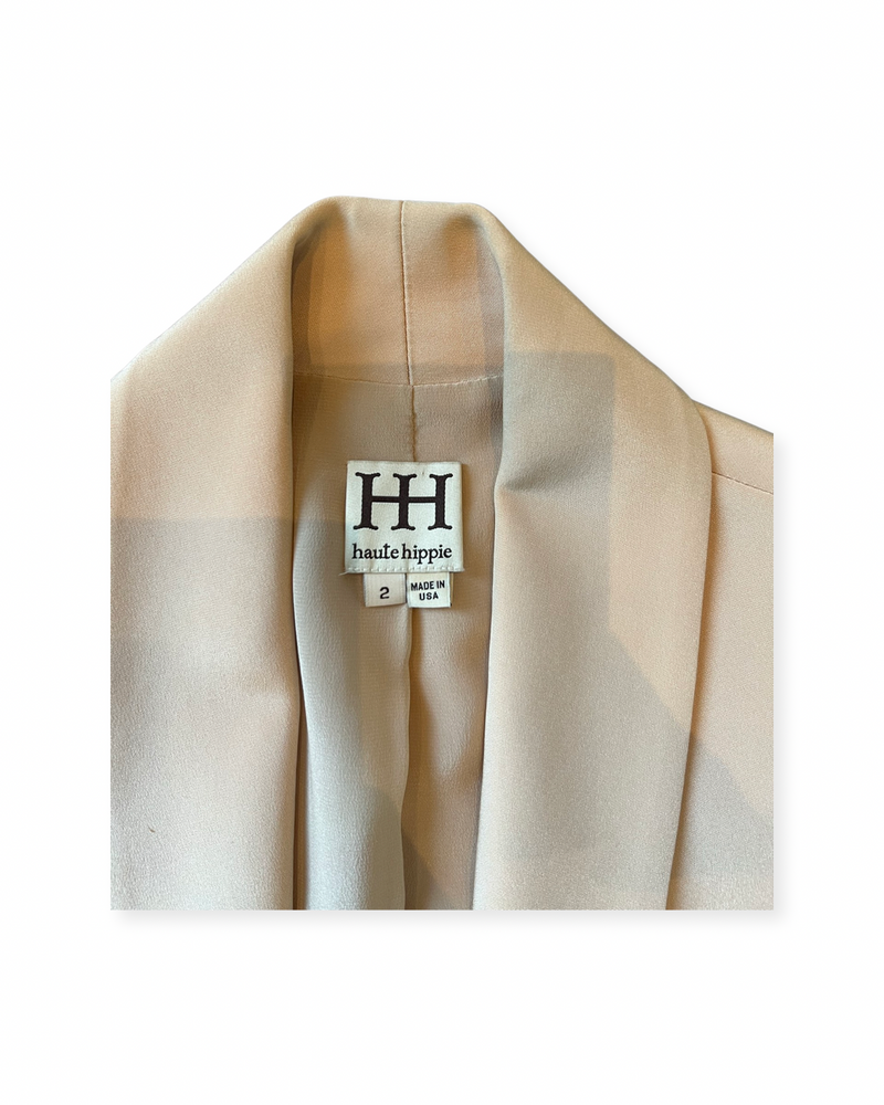 Haute Hippie Nude Silk Blazer Elegant and Sophisticated Size 2