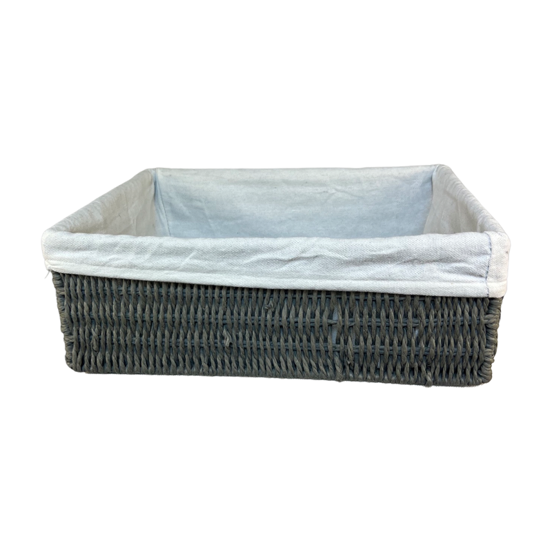 Zara Home Woven Grey Storage Tray Hamper with Removable Linen Lining Perfect for Organising