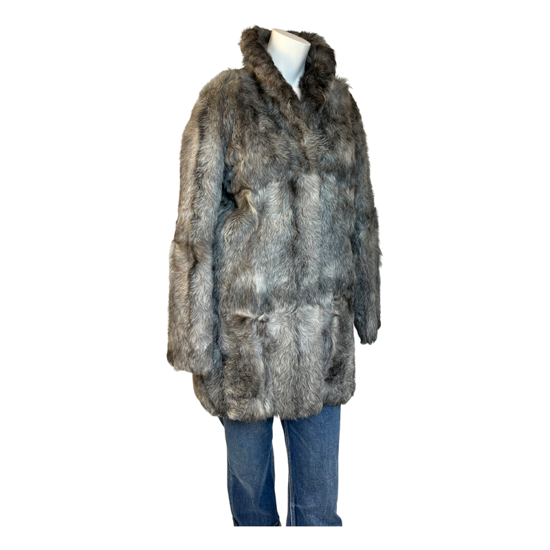 Soft Silky Grey Real Fur Jacket Short Collar Beautiful Pelts Medium (Copy)