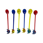 Stunning Set of 6 Murano Glass Cocktail Mixers Spoons with Fish Detail