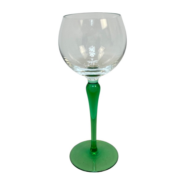 Rare and Delicate French Vintage Green Stem Wine Glass