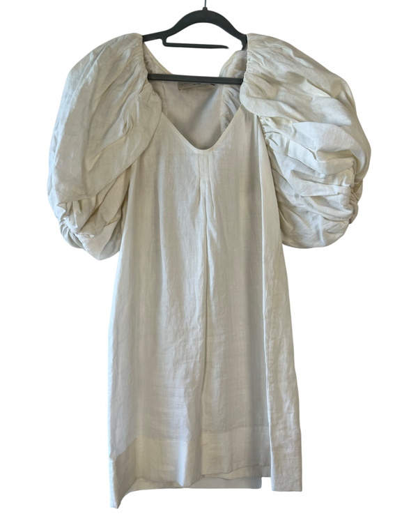 Stella McCartney Runway Dress Balloon Sleeves Cream, Bamboo and Cotton Size 38