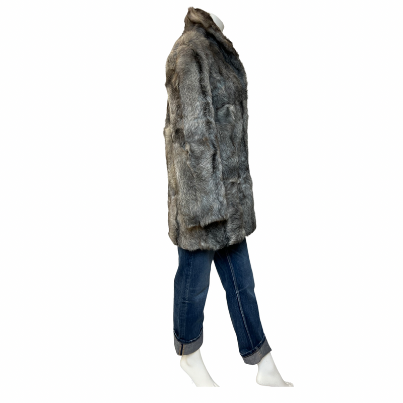 Soft Silky Grey Real Fur Jacket Short Collar Beautiful Pelts Medium (Copy)