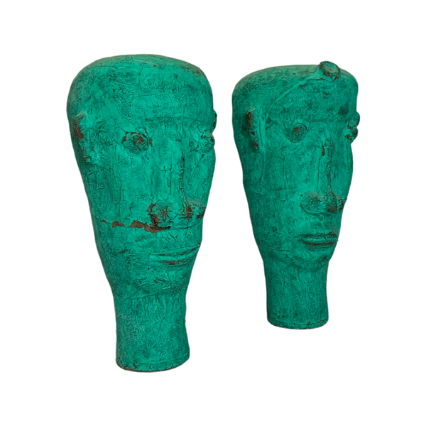 Unique North African Oxidised Clay Head Sculptures Perfect for Art Collectors