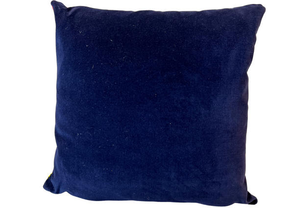 Navy Velvet Faux Leather Cushion Black 30x30 Custom Made Down Filled