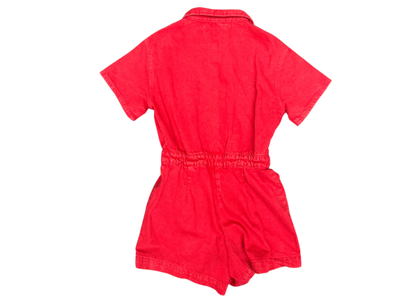 Zara Girls Red Denim Jumpsuit 10Y Cute and Comfy Play Suit for Your Young One