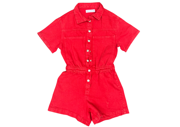 Zara Girls Red Denim Jumpsuit 10Y Cute and Comfy Play Suit for Your Young One