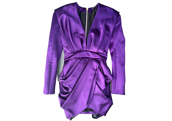 Balmain Wool & Silk Purple Dress 36 Stunning and Elegant Catwalk Collection