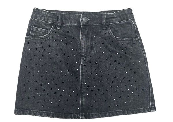 Stylish Black Denim Crystal Skirt for Girls  Size 10Y
