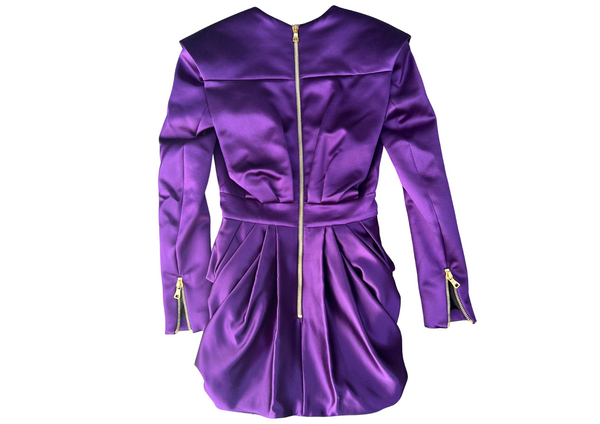 Balmain Wool & Silk Purple Dress 36 Stunning and Elegant Catwalk Collection