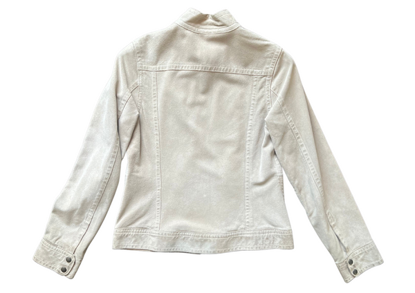 Stylish and Chic Banana Republic Cream Suede Soft Biker Jacket in Size Small