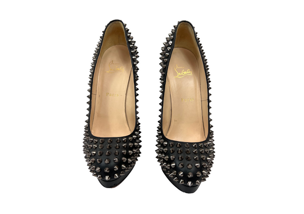 Authentic Christian Louboutin Alti Spike Platform Stiletto Size 38.5 Black